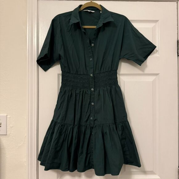 Veronica Beard Greta Green Short Sleeve Shirt Dress - Cotton - SZ 4 - Picture 2 of 5